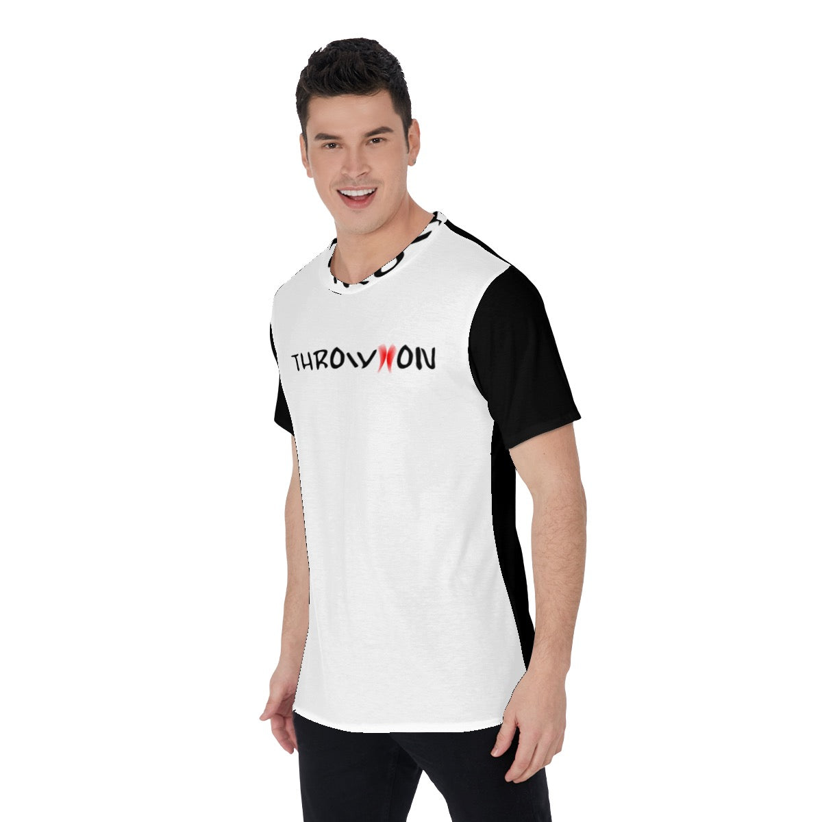 Throw On Black/ White Men's O-Neck T-Shirt