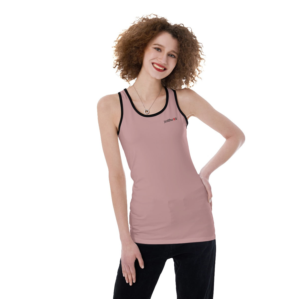 Throw On Peach Women's Back Hollow Tank Top